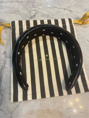 Lele Sadoughi Glossy Black Padded Headband OS NEW w dustbag